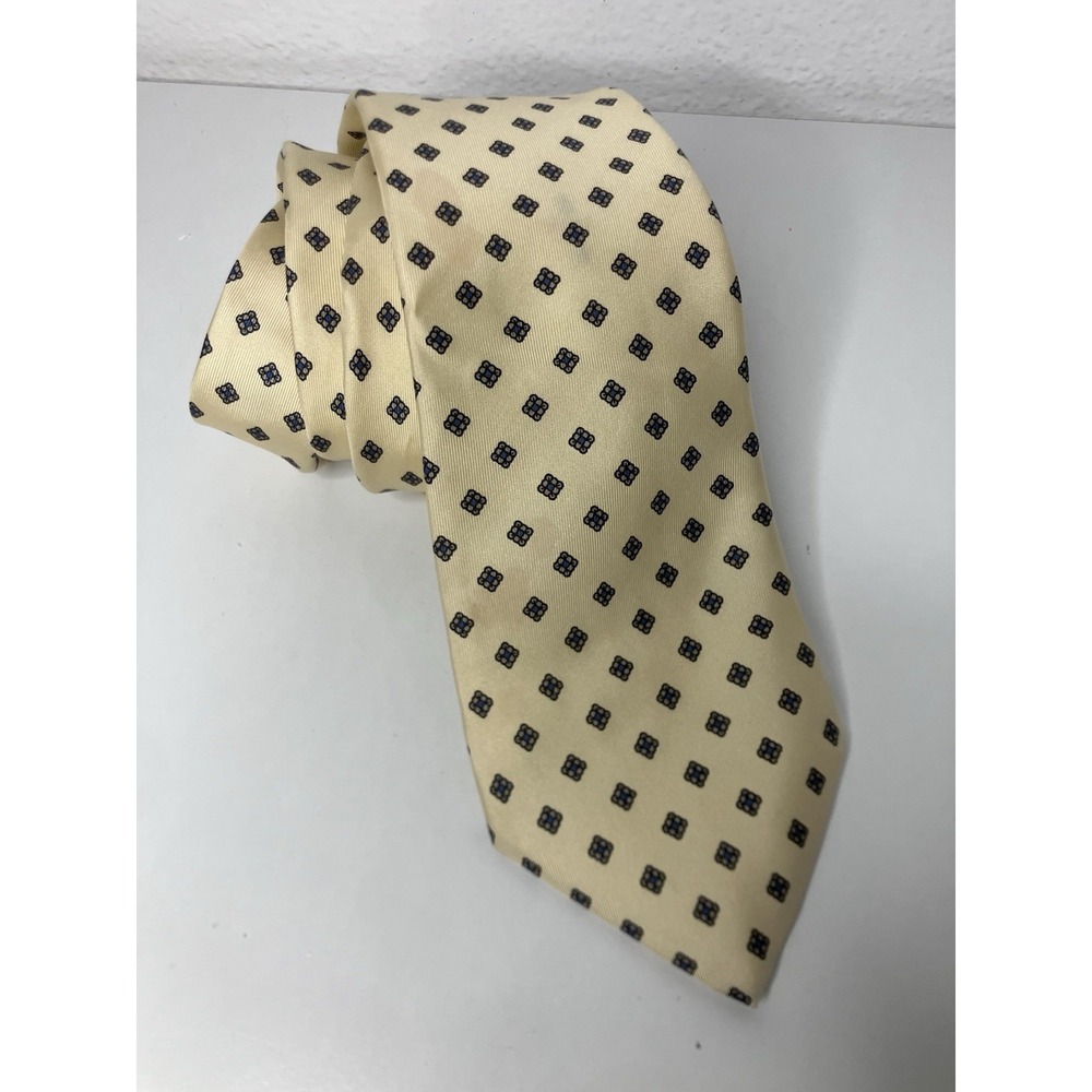 Vintage Brownstone 100% Silk Necktie Mens Cream Geometric Diamond Strombergs ABQ